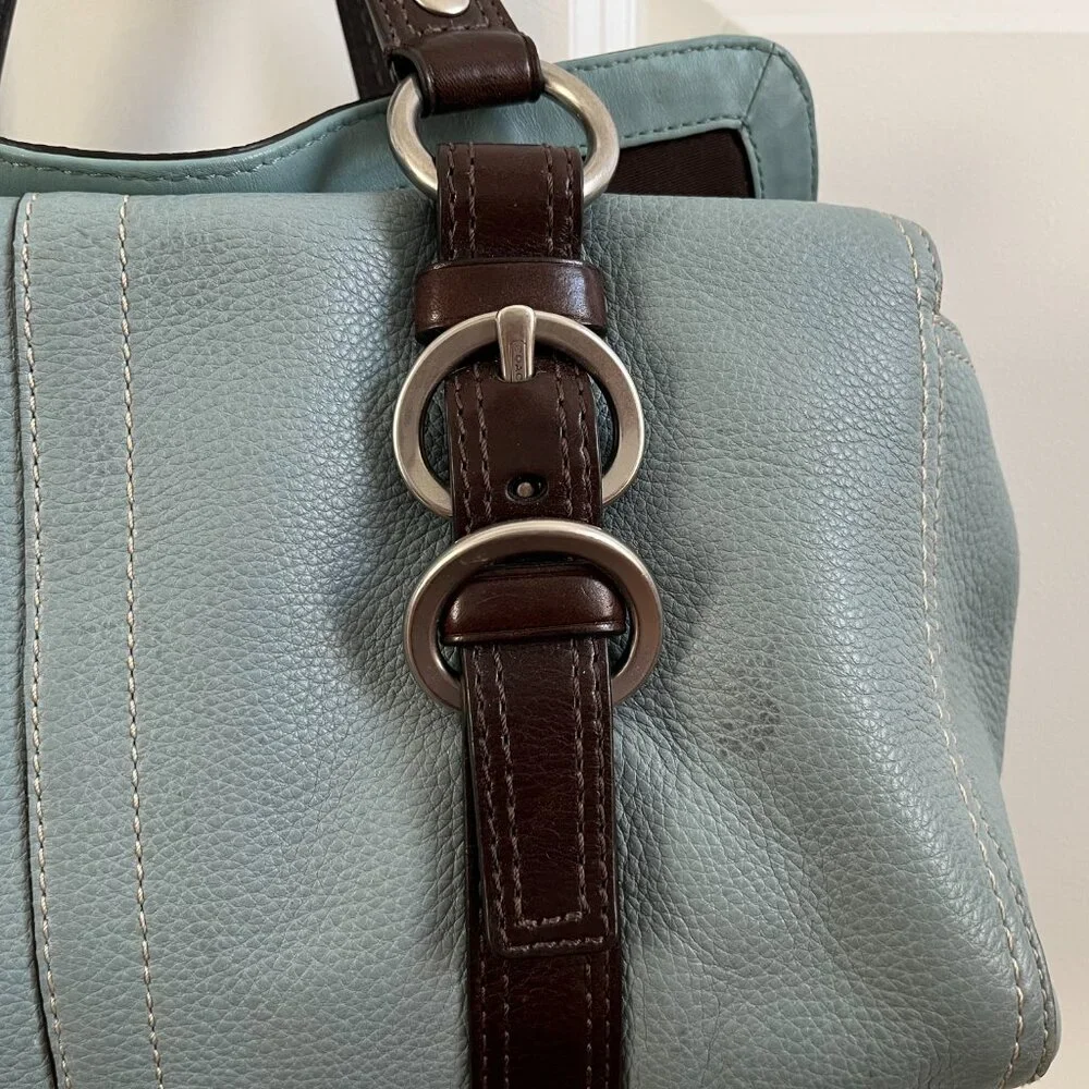 COACH ~ Blue/Brown F12334 Pebble Leather Chelsea Satchel w/ Silver Hardware - Picture 3 of 14